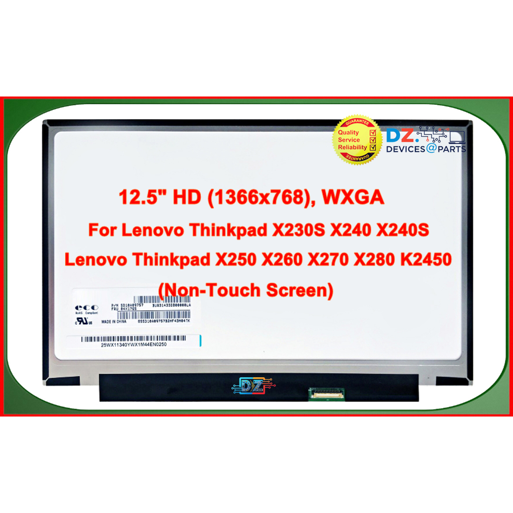 จอโน๊ตบุ๊ค LCD•LED Notebook 12.5"นิ้ว Lenovo Thinkpad X230S X240 X240S X250 X260 X270 X280 K2450•Scr