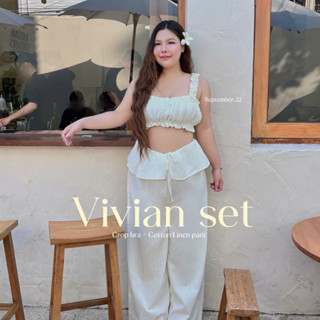 𝗩𝗶𝘃𝗶𝗮𝗻 𝗦𝗲𝘁 🌺: 𝗰𝗿𝗼𝗽𝗯𝗿𝗮 + 𝗽𝗮𝗻𝘁 ชุดเซตไปทะเล ชุดสาวอวบน่ารักๆ