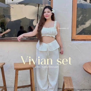 𝗩𝗶𝘃𝗶𝗮𝗻 𝗦𝗲𝘁 🌺: 𝗰𝗿𝗼𝗽𝗯𝗿𝗮 + 𝗽𝗮𝗻𝘁 ชุดเซตไปทะเล ชุดสาวอวบน่ารักๆ