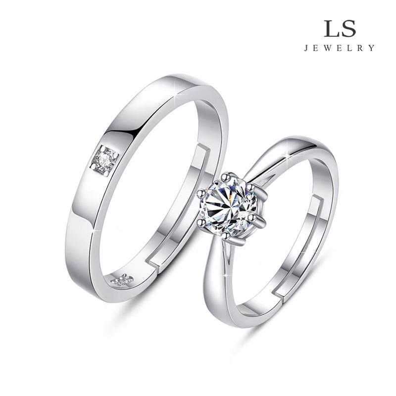LS แหวนแพลตตินัมสำหรับคู่รัก สวย แหวนแฟชั่นลำลอง  r2388