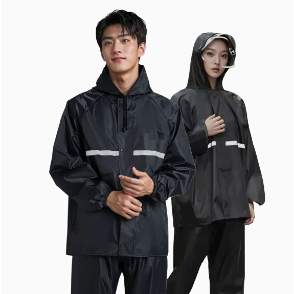 ชุดเสื้อกันฝนพร้อมกางเกง สำหรับปั่นจักรยานและทำงานกลางแจ้ง