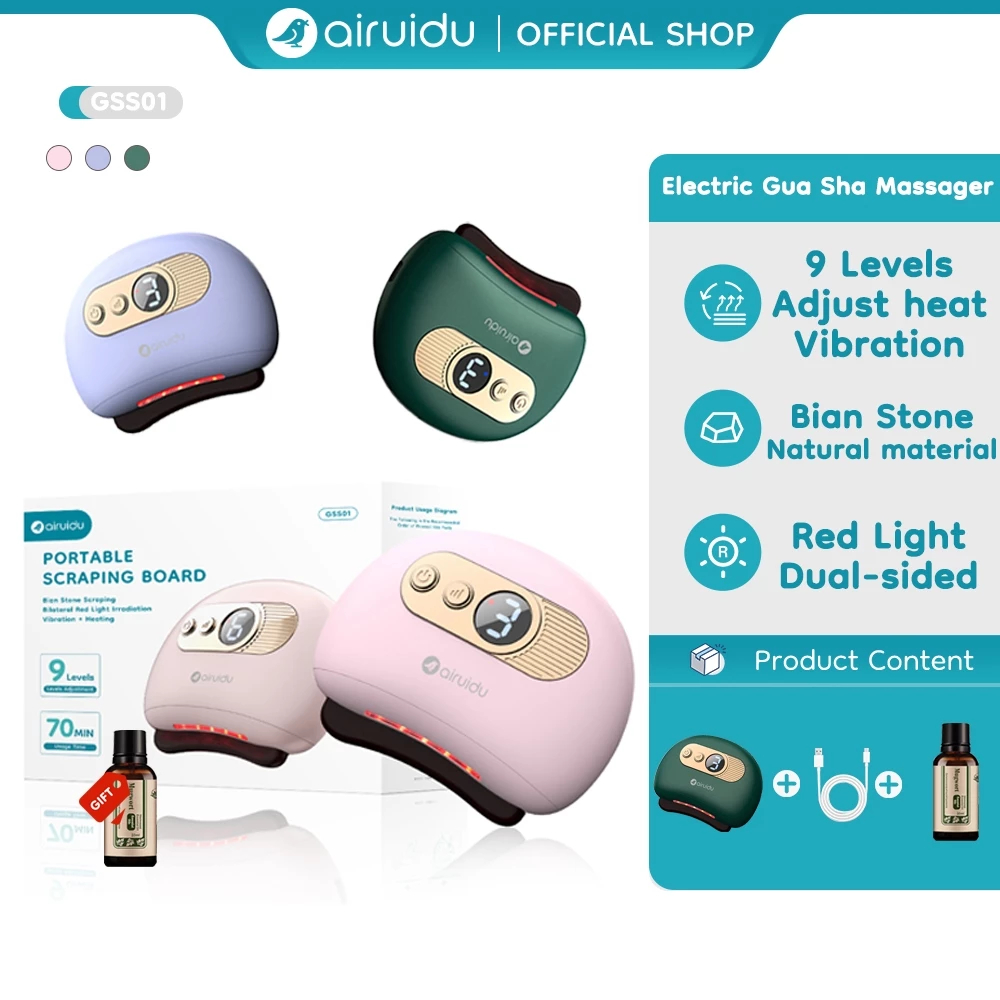 Airuidu GSS01 Electric Gua Sha เครื่องนวดกัวซาไฟฟ้า อุปกรณ์กัวซาสำหรับใบหน้า ฟื้นฟูผิวอย่า กัวซาไฟฟ้า ต่อต้านริ้วรอย