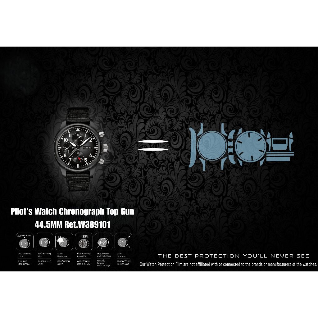 ฟิล์มป้องกันรอยนาฬิกา Watch Protection Film for IWC Pilot's Watch Chronograph Top Gun 44.5MM Ret.W38