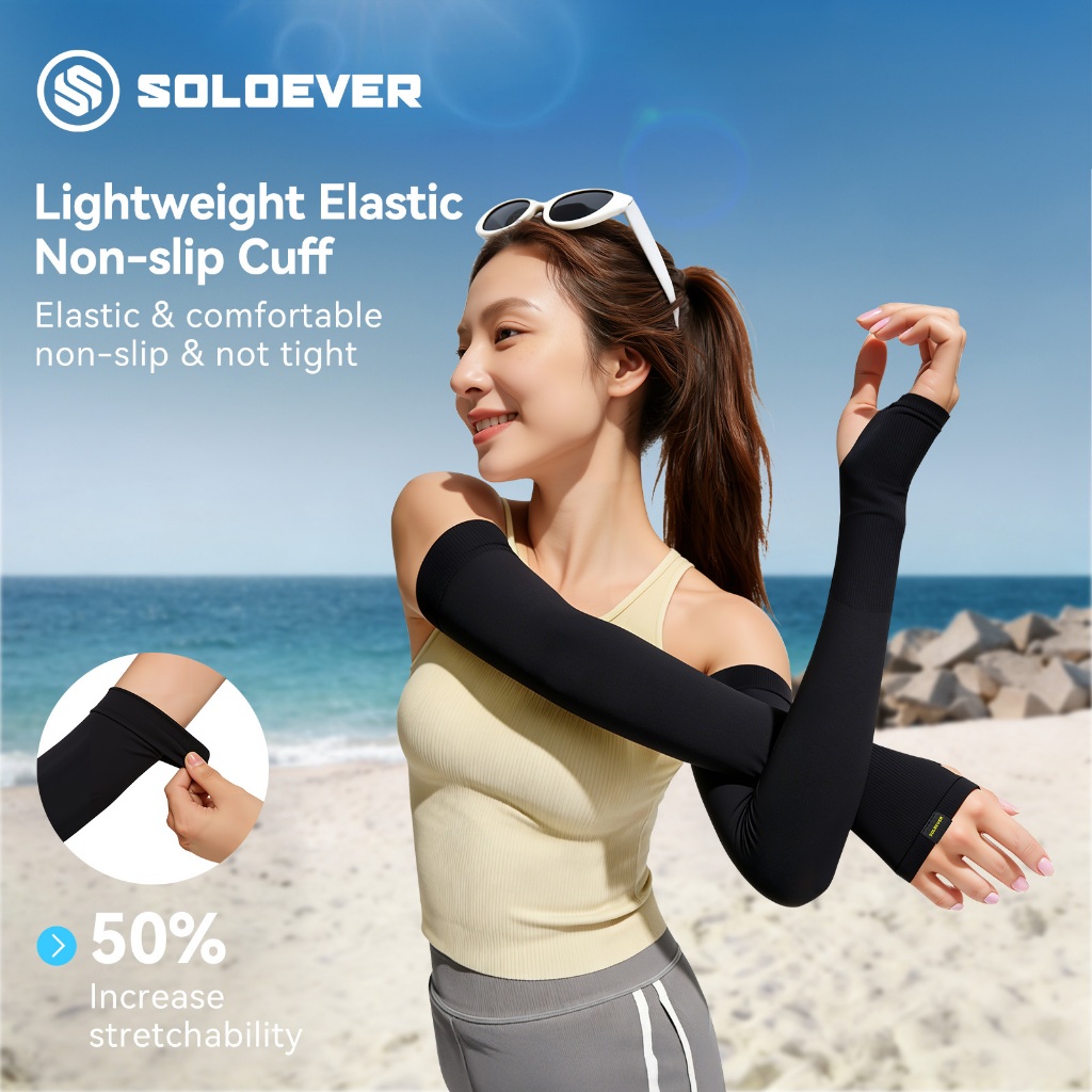 SOLOEVER ปลอกแขนกันแดด UPF50+ ป้องกันรังสียูวี ระบายอากาศได้ดี