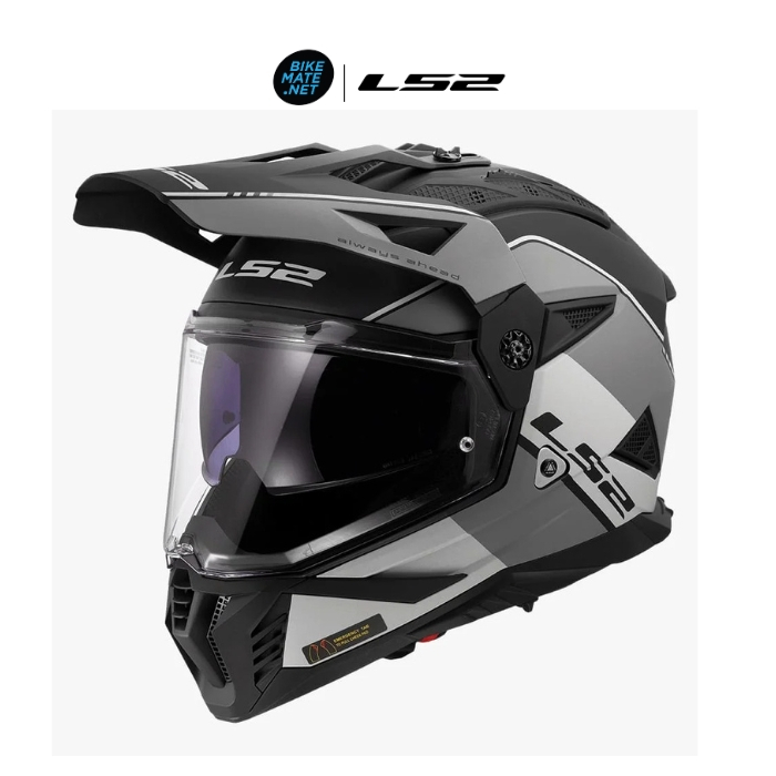 LS2 Helmets MX702 Pioneer II Rally Gloss Grey Black - หมวกกันน็อคทัวร์ริ่งแอดเวนเจอร์