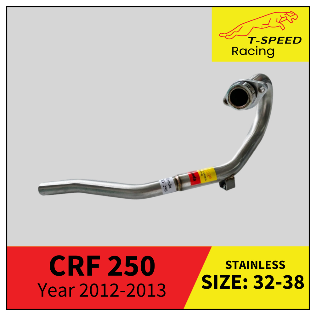 [ฟรีประเก็นปากท่อ] คอท่อ Honda CRF 250 เก่า Year 2012-2013 สแตนเลส 304 Size 32-28 mm.