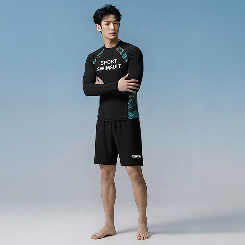 ชุดว่ายน้ำ เซ็ต 3 ชิ้น ผู้ชาย ชุดว่ายน้ำแขนยาว เสื้อแขนยาว+กางเกงขาสั้น+กางเกงขายาว กันUV 50-85KG รูปที่ 7