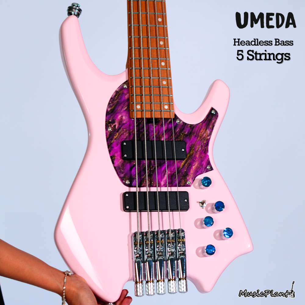 Umeda - Custom Dark-Pink Active Headless Bass 5 Strings (3.6 Kgs)