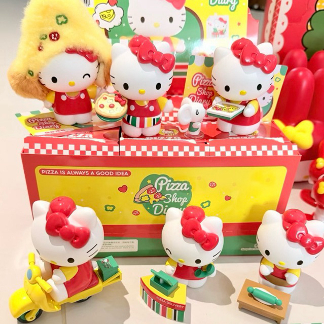 (🍕🍔พร้อมส่งยก Box) โมเดล : Hello Kitty x Miniso Pizza Delivery
