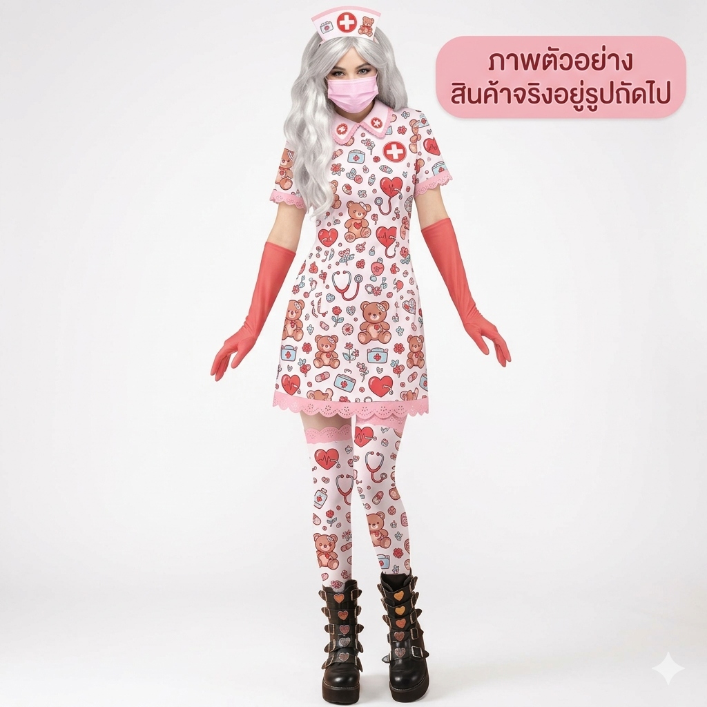 [พร้อมส่ง] ชุดคอสเพลย์พยาบาล ฮาโลวีน ลายเลือดแฟนซี สำหรับปาร์ตี้ Zombie Nurse Halloween Costume