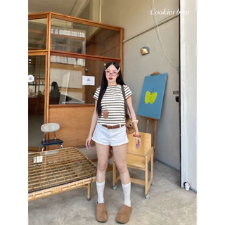 Cookie Top สื้อคอกลมลายริ้ว คู่สีน่ารักแบบเต็มสิบไม่หัก แมทซ์งาน งานพรีเมียม