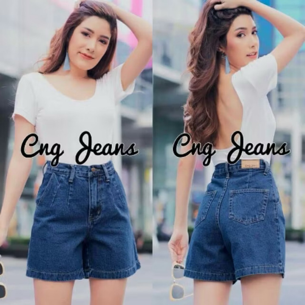 cng jean  กางเกงยีนส์เอวสูงขา3 ส่วน size L เอว 30