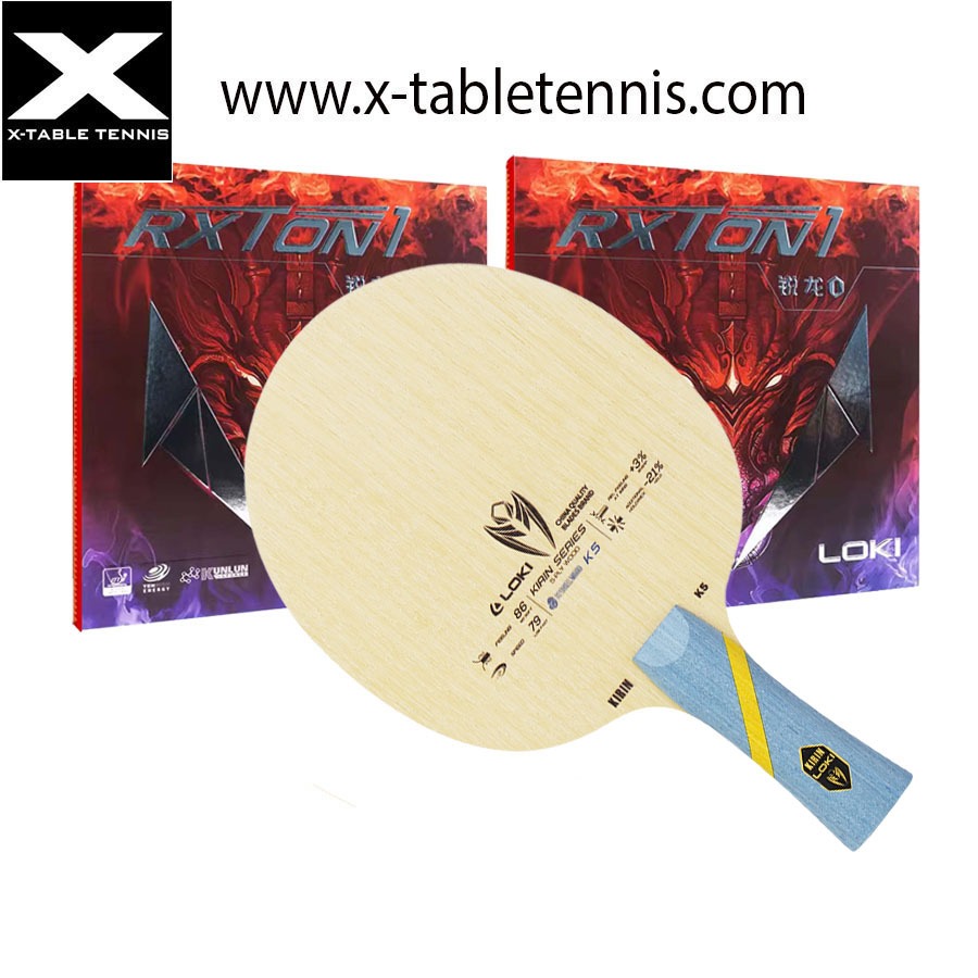 ไม้ปิงปอง LOKI รุ่น Kirin K5 + ยาง RXTON 1  x 2 แผ่น