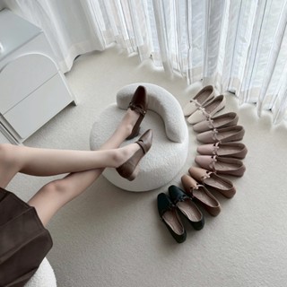 รองเท้าคัทชู แมรี่เจนหนังนิ่มBlock Heels ส้นสูง1นิ้ว Kaimook…