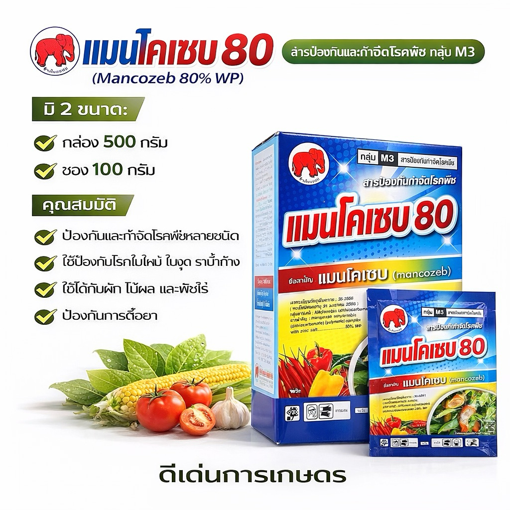 แมนโคเซบ ป้องกันและกำจัดเชื้อรา 400 ชนิด #ไทออน ไดเทน  โรคสแคป โรคราน้ำค้าง โรคเน่าดำโรคเน่าสีน้ำตาล