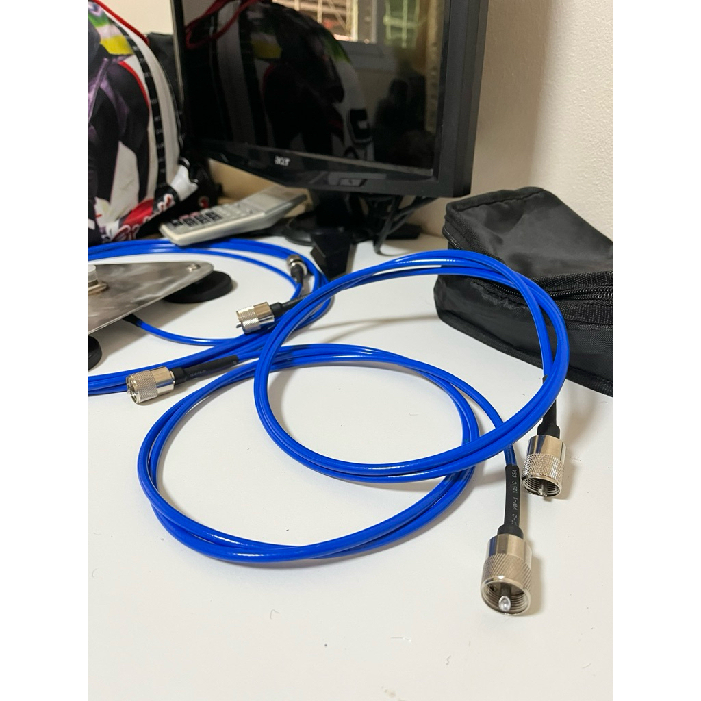 สายคู/สายนำสัญญาณ Rg-142 พร้อมขั่ว PL-259 ย่านความถี่ 144-145 MHz ยาว 1.45 เมตร1:1.0