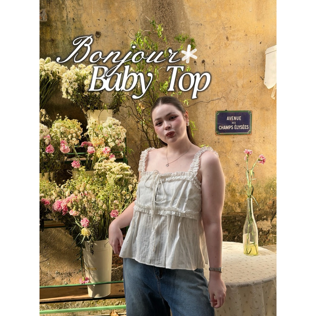 เสื้อสายเดี่ยวผ้าเจอร์ซี่ฉลุ สม็อคหลังยืดเยอะ ไซส์ใหญ่ สาวอวบ | bonjour baby