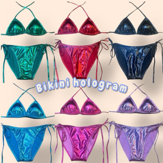 บิกินี่โฮโลแกรม มีฟองน้ำ bikini ผูกคอ พร้อมส่ง
