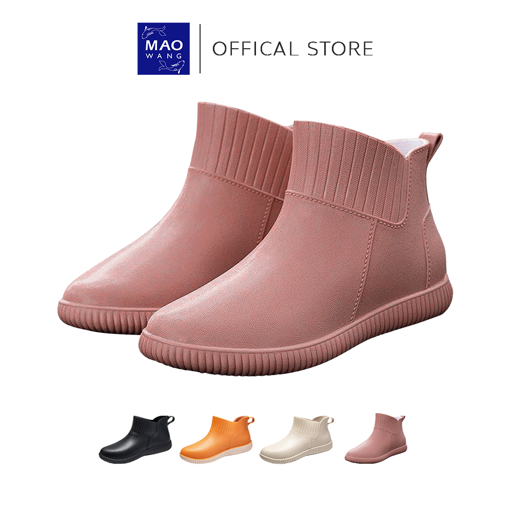 MAO รองเท้าบูทสั้นกันฝน กันน้ำได้ สไตล์เกาหลี รองเท้าบูทยางแฟชั่น ใส่สบาย