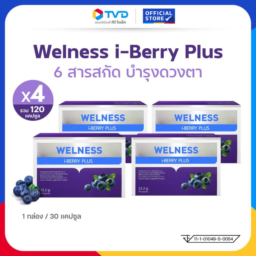 TV Direct - [ 2+2 กล่อง ] WELNESS I-BERRY PLUS ดูแลดวงตา [ 120 cap ]