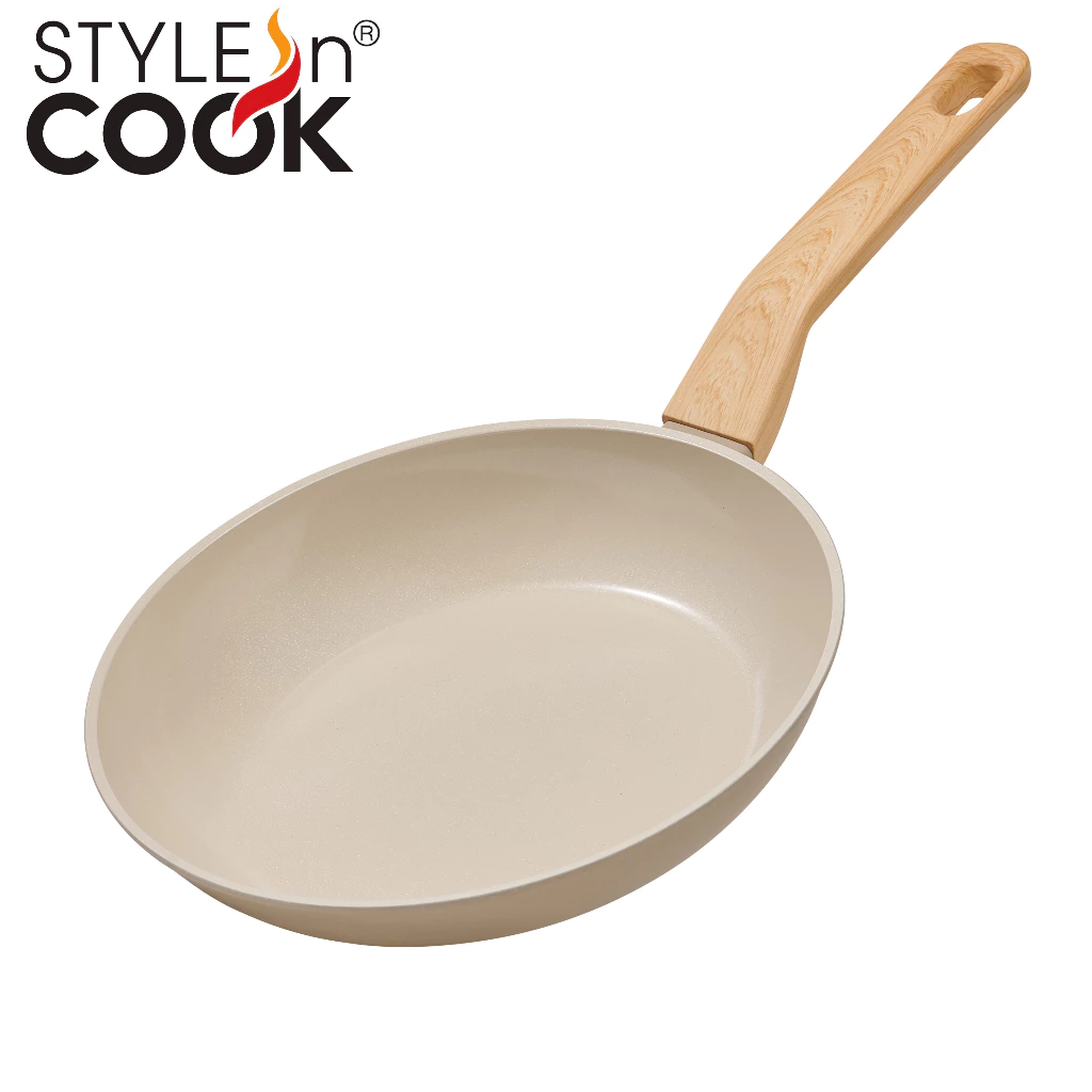 Style n Cook กระทะอายุยืน แบรนด์เยอรมัน ก้นแบน เคลือบเซรามิกกันติด Non-Stick ปลอดสาร ใช้ได้กับทุกเตา ขนาด 20/24/28 ซม.