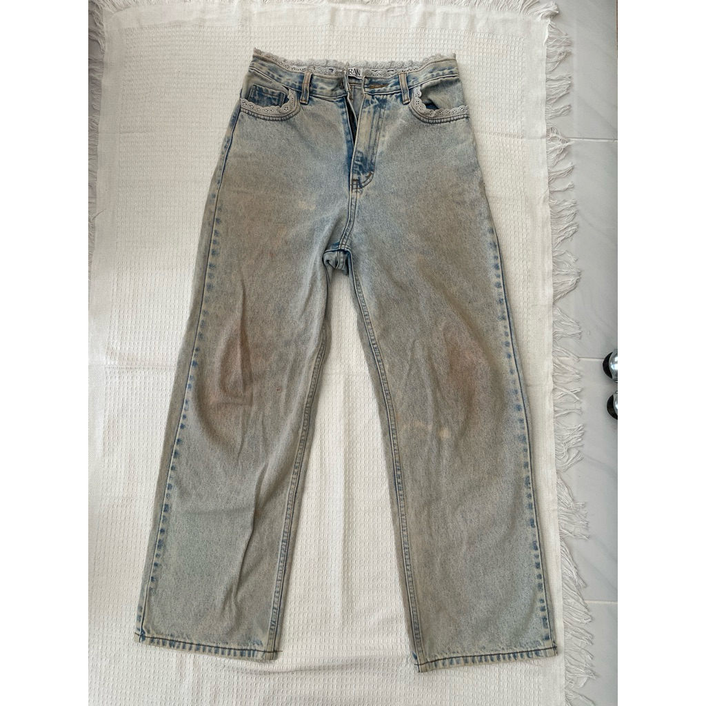 กางเกงยีนส์saranเอว29นิ้วมือสองตำหนิสีตก