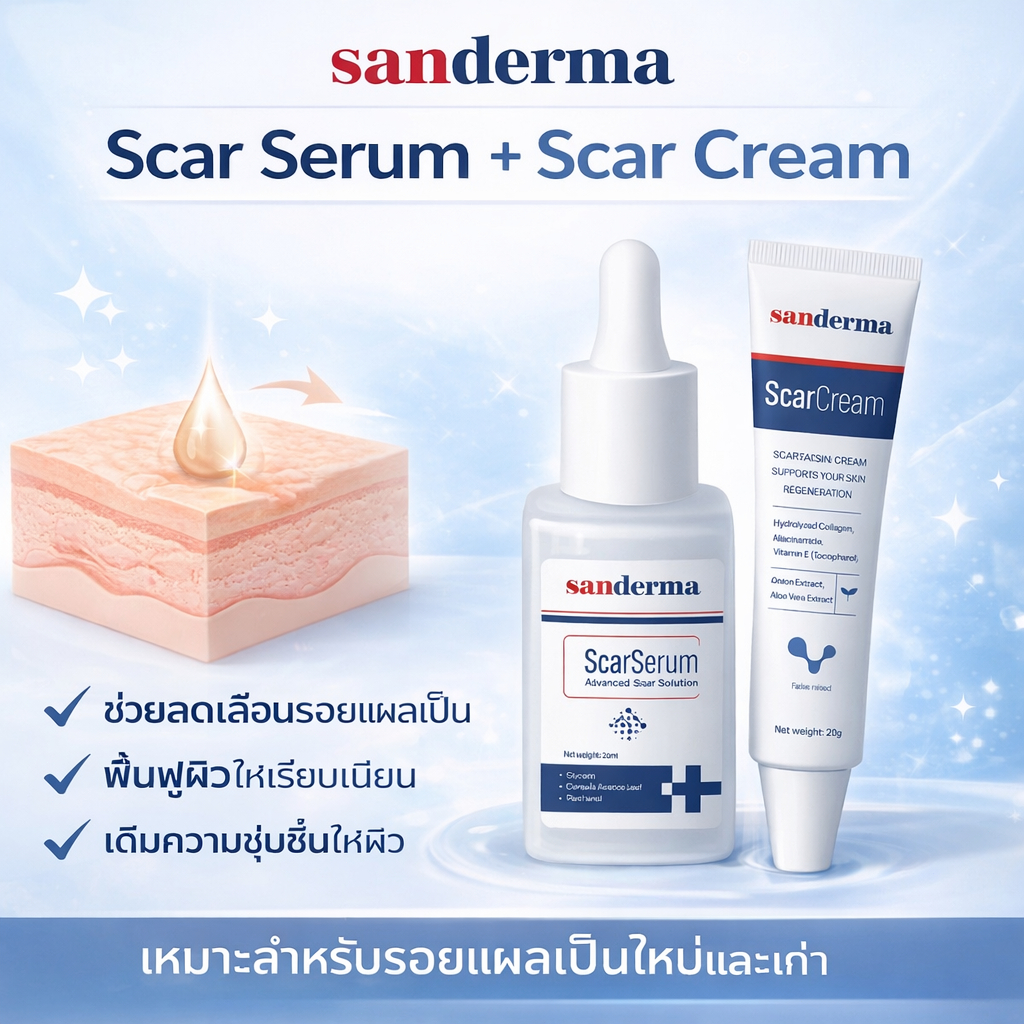 คู่หูรักษารอยแผลเป็น Sanderma – ทางออกครบวงจรเพื่อผิวเรียบเนียน