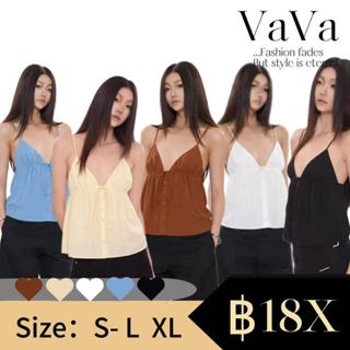 VaVa【ในสต็อก】เสื้อสายเดี่ยวผูกโบว์แฟชั่นสำหรับผู้หญิง รุ่นให…