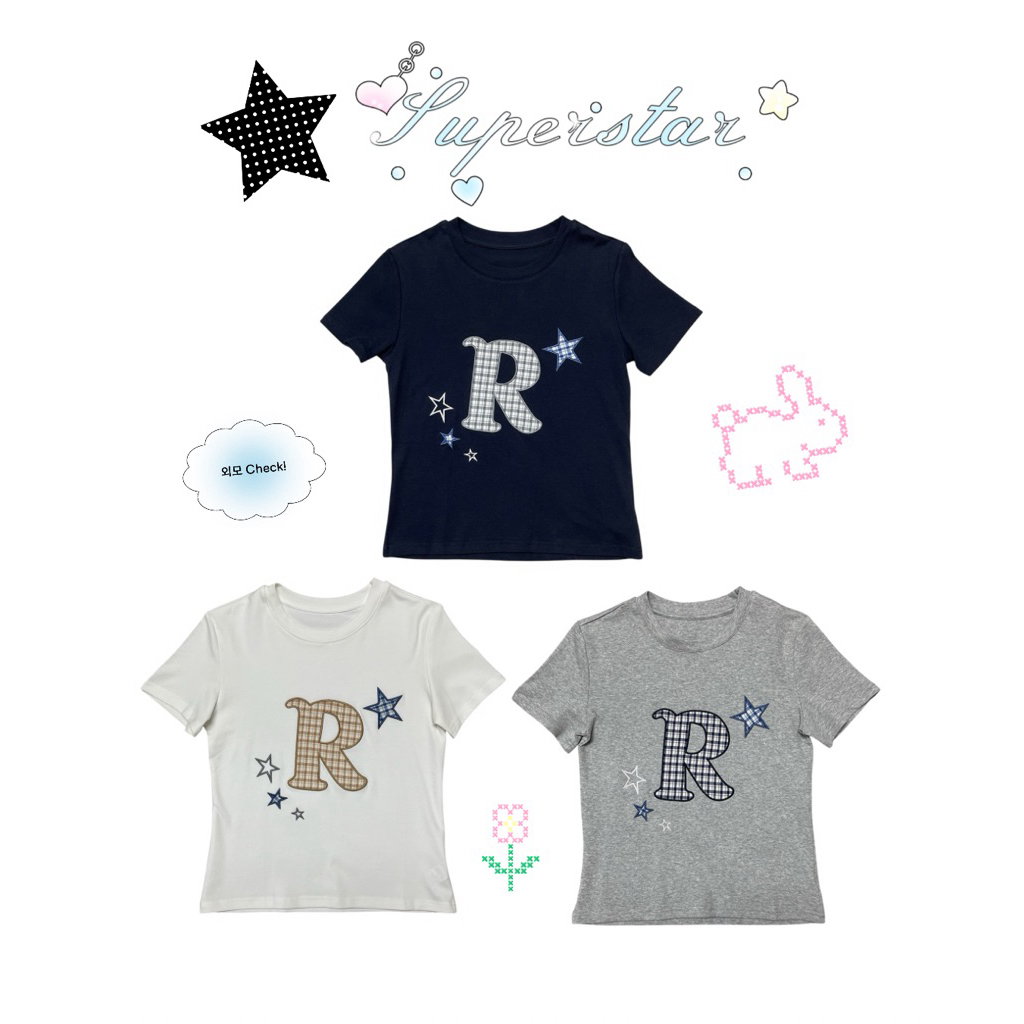 เสื้อยืดตัดแปะอักษร R 🍏