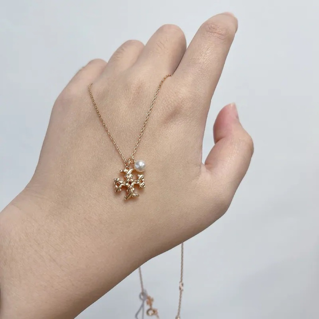 ✨ผ่อน0%-แท้100%✨ สร้อยคอ TORRY TEXTURED ROPE PEARL PENDANT