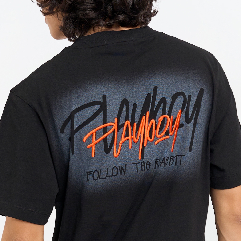 PLAYBOY   เสื้อผ้าผู้ชาย/เสื้อ/เสื้อยืดสีดำ รุ่น P1MT269TB020BK