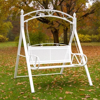 Greateffort ชิงช้าสนาม 2ที่นั่ง garden swing chair แข็งแรง ตกแต่งบ้าน/สวน ชิงช้าเหล็ก เก้าอี้โยก กระเช้าชิงช้าหวายเทียม