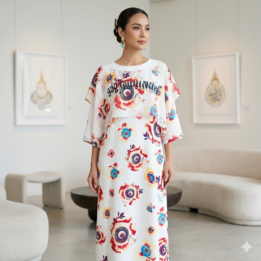 ( Clearance Sale ) ISSUE THAILAND เดรสขาวลายดอกไม้