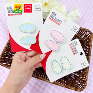 UNO กิ๊บเล็กทรงหยดน้ำสีพาสเทล 2 ชิ้น รุ่น 019