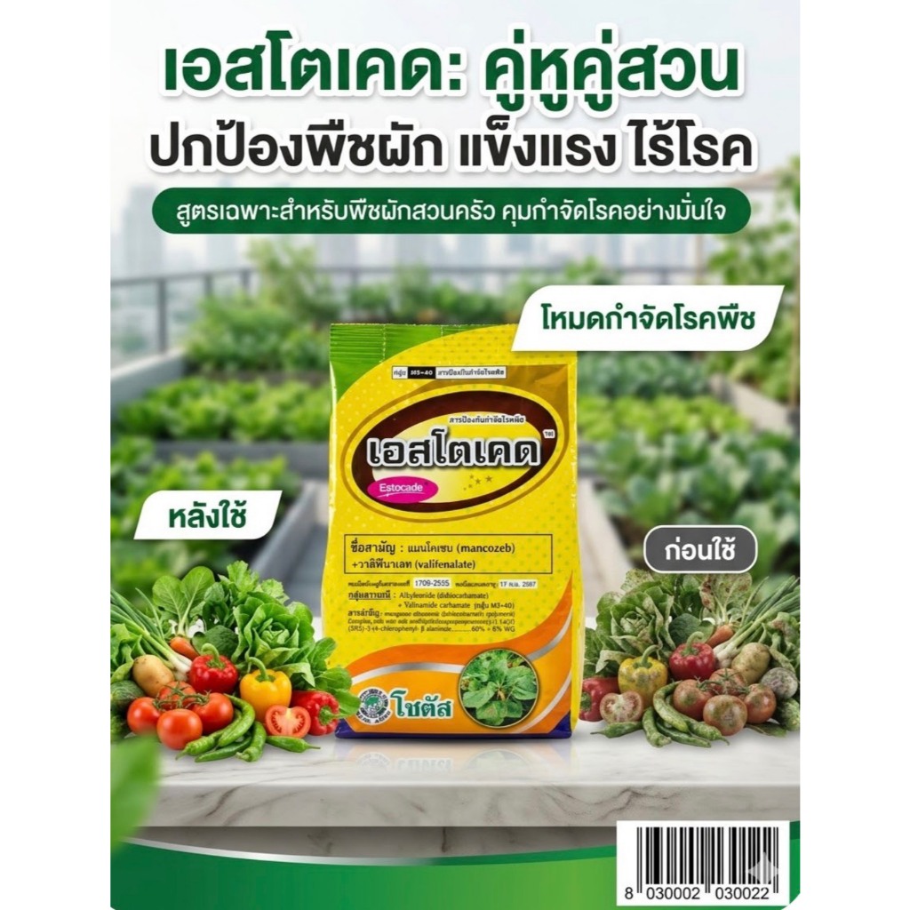เอสโตเคด(แมนโคเซบ)100กรัม ป้องกันกำจัดราน้ำค้าง