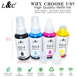 L&C T664 Ink หมึกเติม ใช้สำหรับเอปสัน L-Series L100 L120 L200 L210 L220 L360 L365 L565 L1300