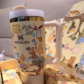 Winnie the Pooh Tumbler 1180ML🍯🐻แก้วเก็บความเย็นลายวินนี่เดอะพูห์ แก้วขนาดใหญ่สำหรับใช้ในรถ บรรจุในกล่องของขวั