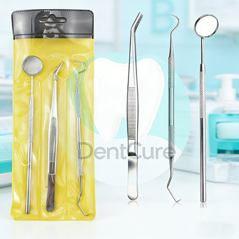 3 ชิ้น ชุดเครื่องมือทันตกรรม ประกอบด้วยกระจกปากพร้อมด้ามจับ เครื่องขูด Dentist Tool