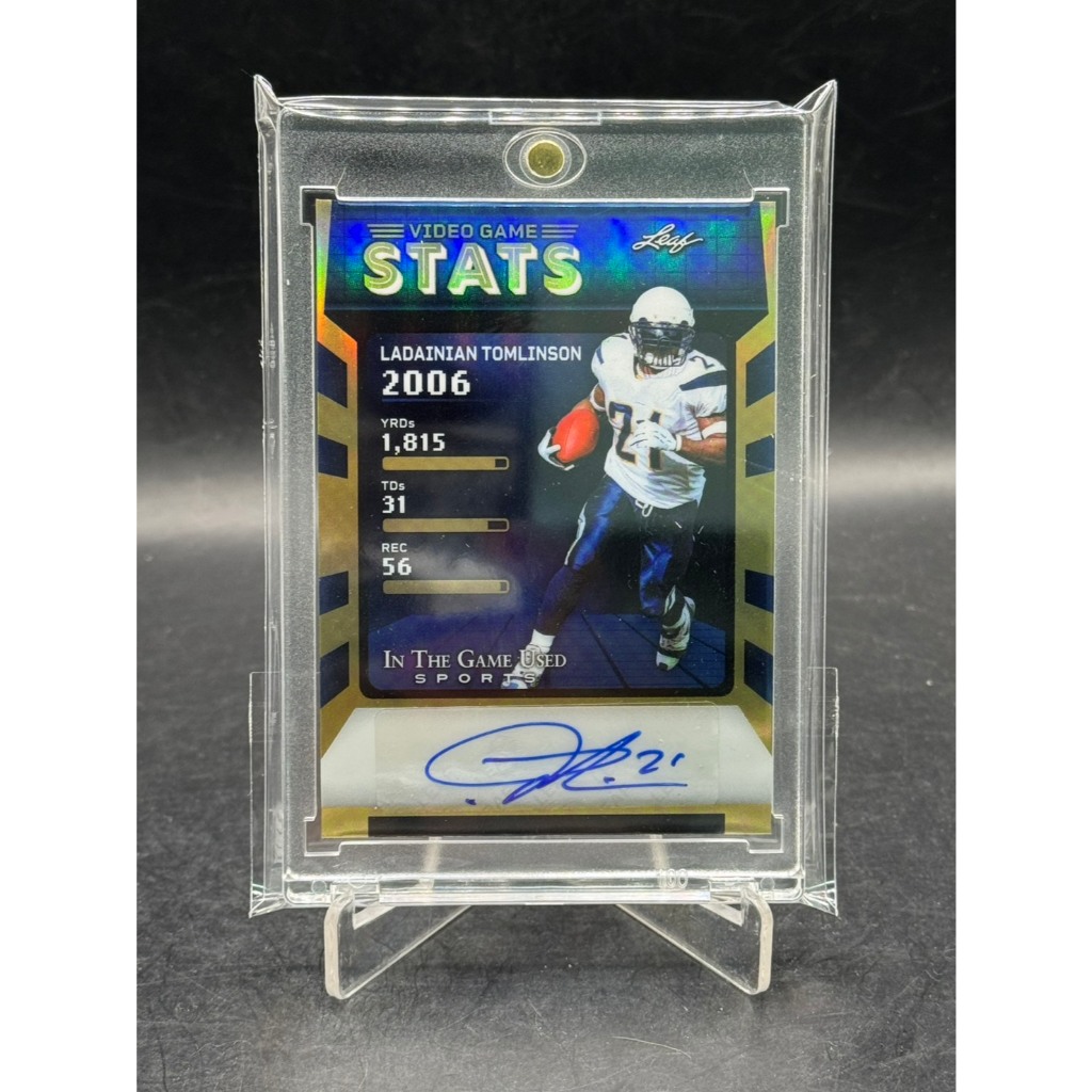 2025 Leaf In The Game Used LaDainian Tomlinson AUTO /4 Video Game Stats #VG-LT1