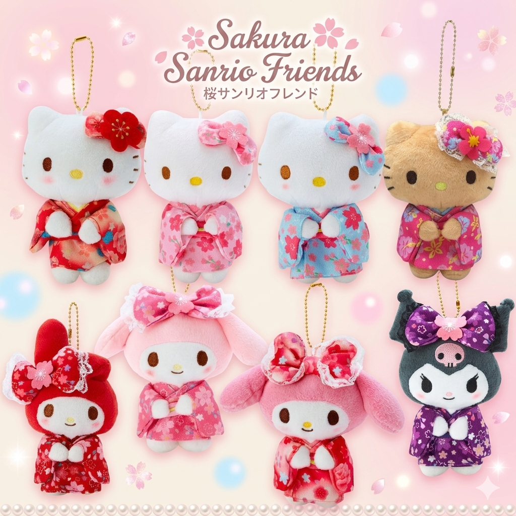 🇯🇵 kimono shogun series Japan sanrio พวงห้อยกระเป๋า กิโมโน hello kitty my melody kuromi cinnamoroll