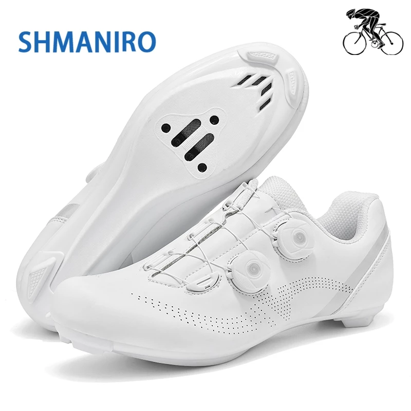 SHMANIRO {จัดส่งสินค้าจากกรุงเทพฯ} รองเท้าปั่นจักรยาน RB Road Bike Shoes สีขาว ระบบล็อคสายรัดแบบดิจิทัล ไซส์ 40-45