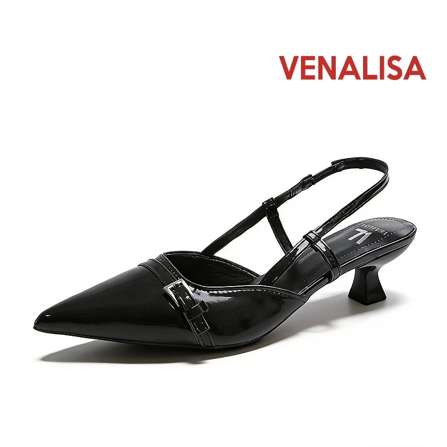 Venalisa รองเท้าส้นสูงหัวแหลม แฟชั่นเครื่องหนัง งานออฟฟิศ เหมาะสม งานปาร์ตี้ งานแต่งงาน เรียนจบ