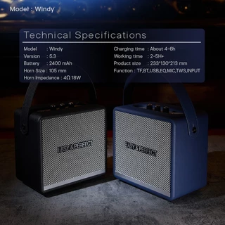 EasyandPerfect EP-WINDY 18W PREMIUM ลำโพงบลูทูธพร้อมไมค์ 2 ชิ้น รับประกัน 1 ปี