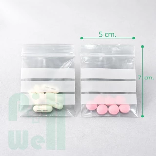 PillWell_ชุดถุงซองซิปใส่ยา_มีแถบขาวเขียนได้_บรรจุ 30 ซอง_ขนาดถุง 5x7ซม._กระทัดรัดพกพาได้_ใช้แล้งทิ้ง_สำหรับแบ่งยาจัดยา