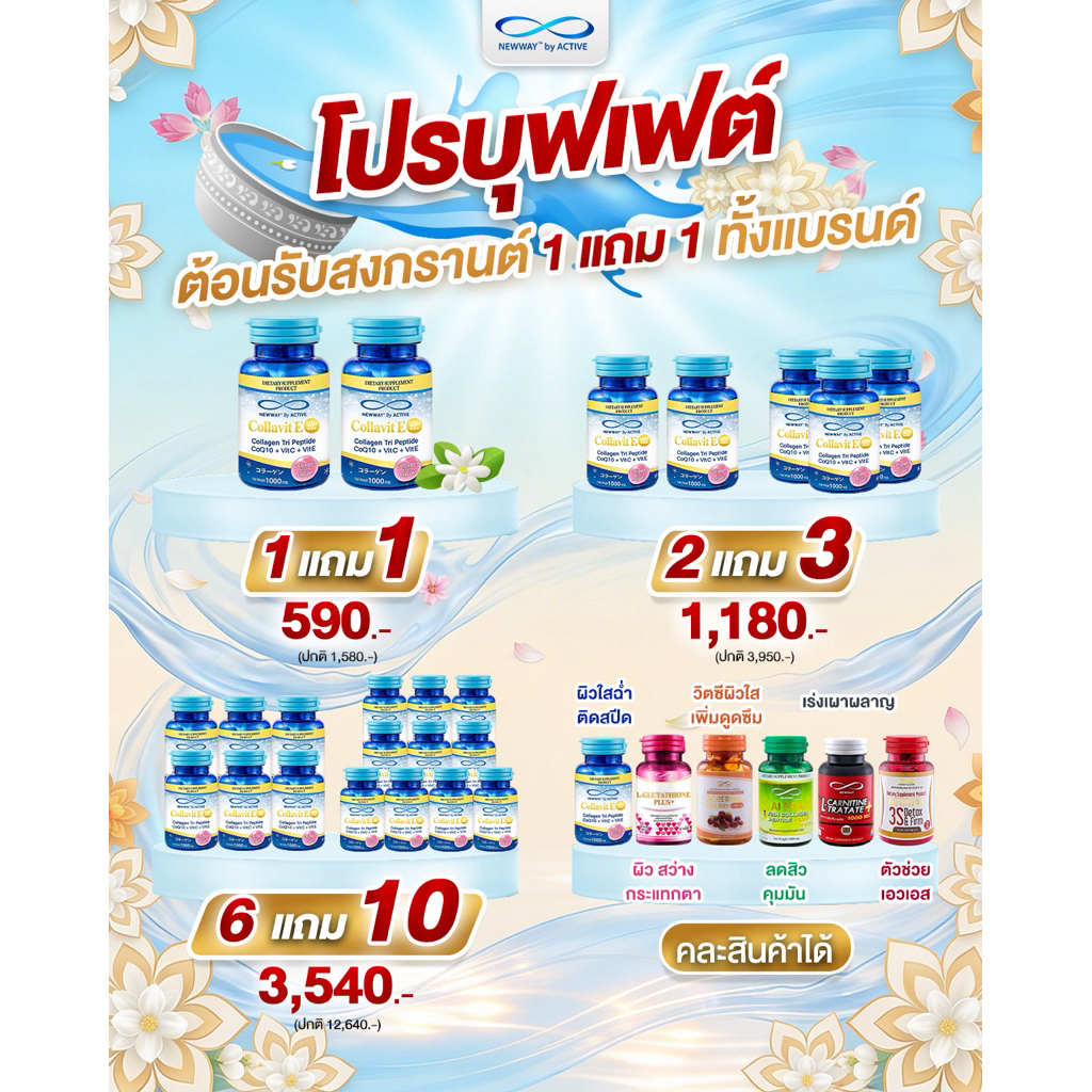 โปรท้าลอง คอลล่าไวท์ 1 แถม 1 และ  2 แถม 3 ชุดนี้ทานเห็นผล