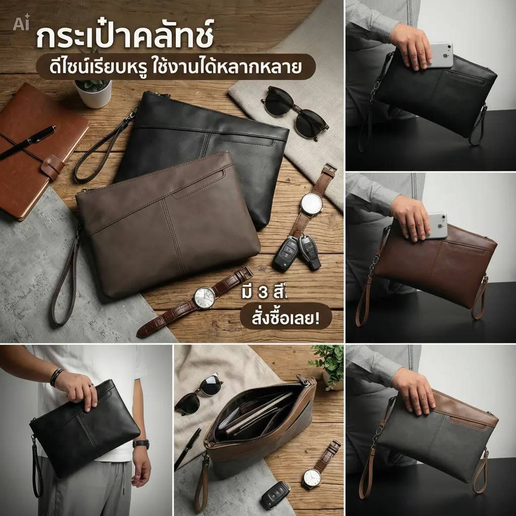 รุ่น KA29 กระเป๋าถือ กระเป๋าคลัทช์ ผู้ชาย ผู้หญิง กระเป๋าสตางค์ IPADMINI