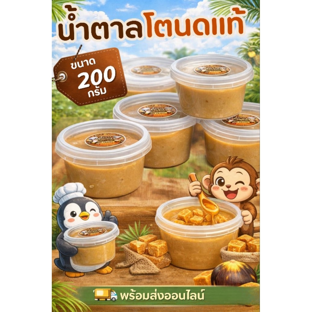 น้ำตาลโตนดแท้ ขนาดกระปุก 200 กรัม ของฝากจากเพชรบุรี หอมละมุนจากธรรมชาติ ไม่แต่งสี ไม่ใส่วัตถุกันเสีย
