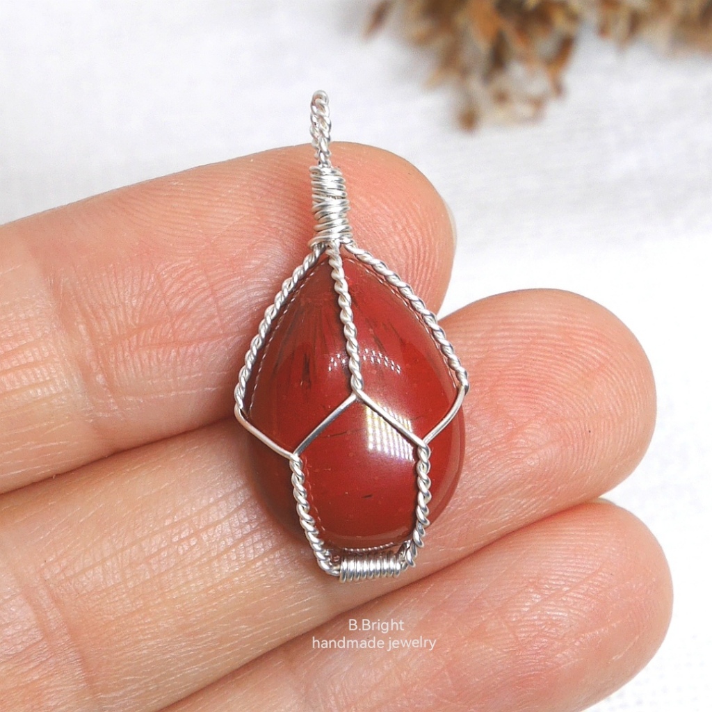มีส่งด่วน💥 จี้หินแท้ Red Jasper หินแท้ 100% งานพันลวดทองแดง งานทำมือ พร้อมส่งค่ะ