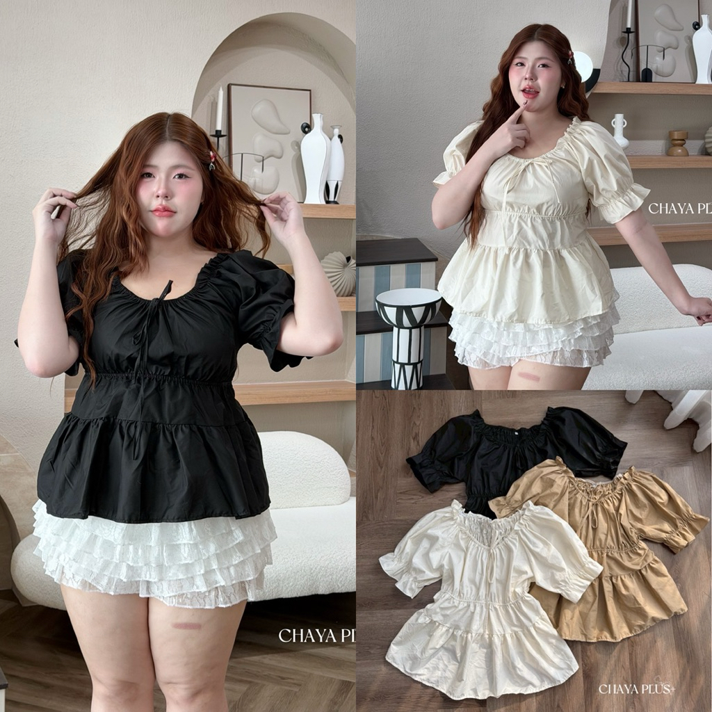 /LD/ เสื้อผูกอกแขนตุ๊กตา มีไซส์อก40-52 สม็อคหลัง ใต้อกมียางเข้ารูป ปล่อยชายพรางหุ่น ใส่แล้วน่ารักมาก #พลัสไซส์