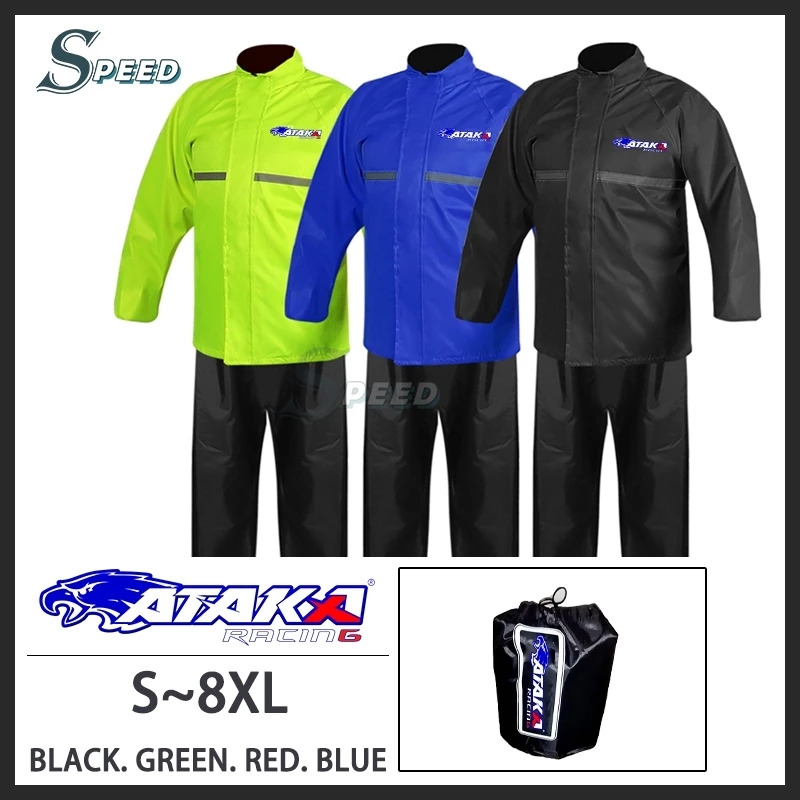 ATAKA 1 ชุด เสื้อกันฝน เสื้อกันฝนผู้ใหญ่ ไซส์ใหญ่พิเศษ S - 8XL รุ่น หมวกติดเสื้อ ชุดกันฝนกันน้ำ เสื้อกันฝนมอเตอร์ไซค์